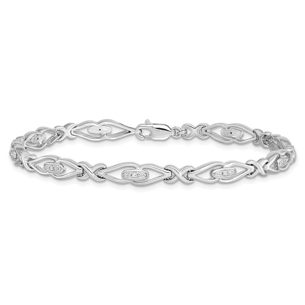 Sterling Silver Rhodium-plated Diam. Bracelet 7 inches