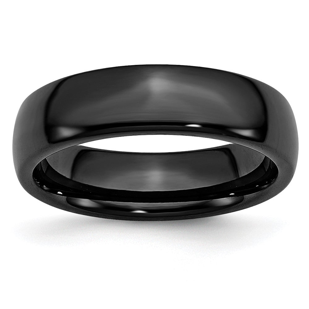 Black Ceramic 6mm Polished Band Size - 9.5