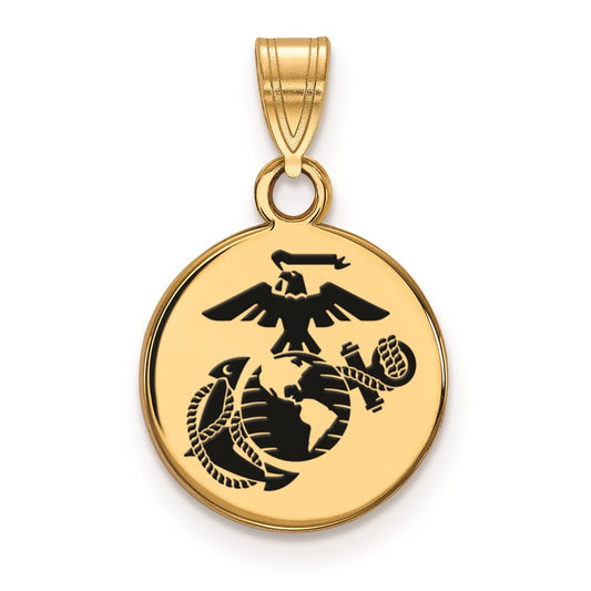 Gold Plated SS Small U.S. Marine Corps Epoxied Disc Pendant