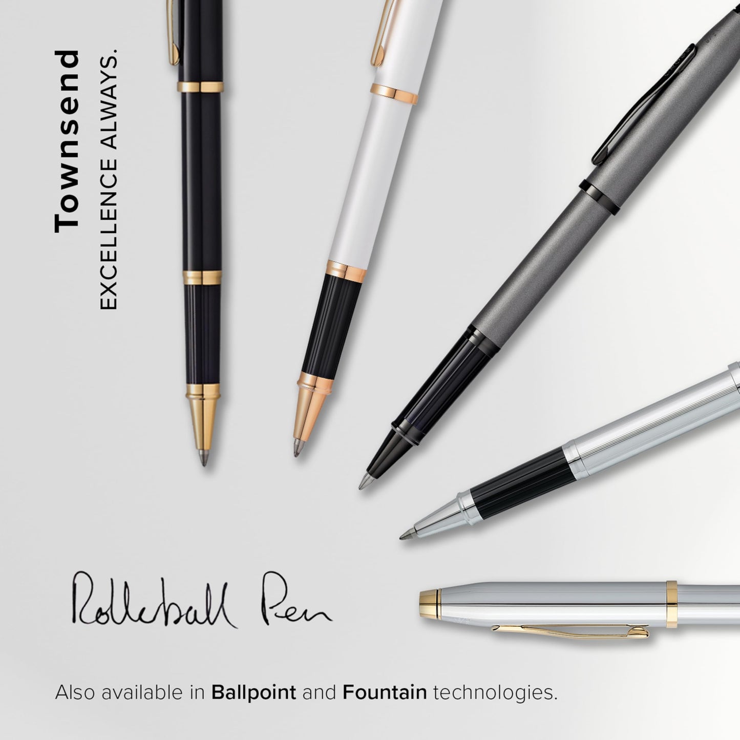 Cross Townsend Black Micro Knurled and Sandblasted Matte Black PVD w/Matte Black PVD Appointmen's Selectip Rollerball Pen