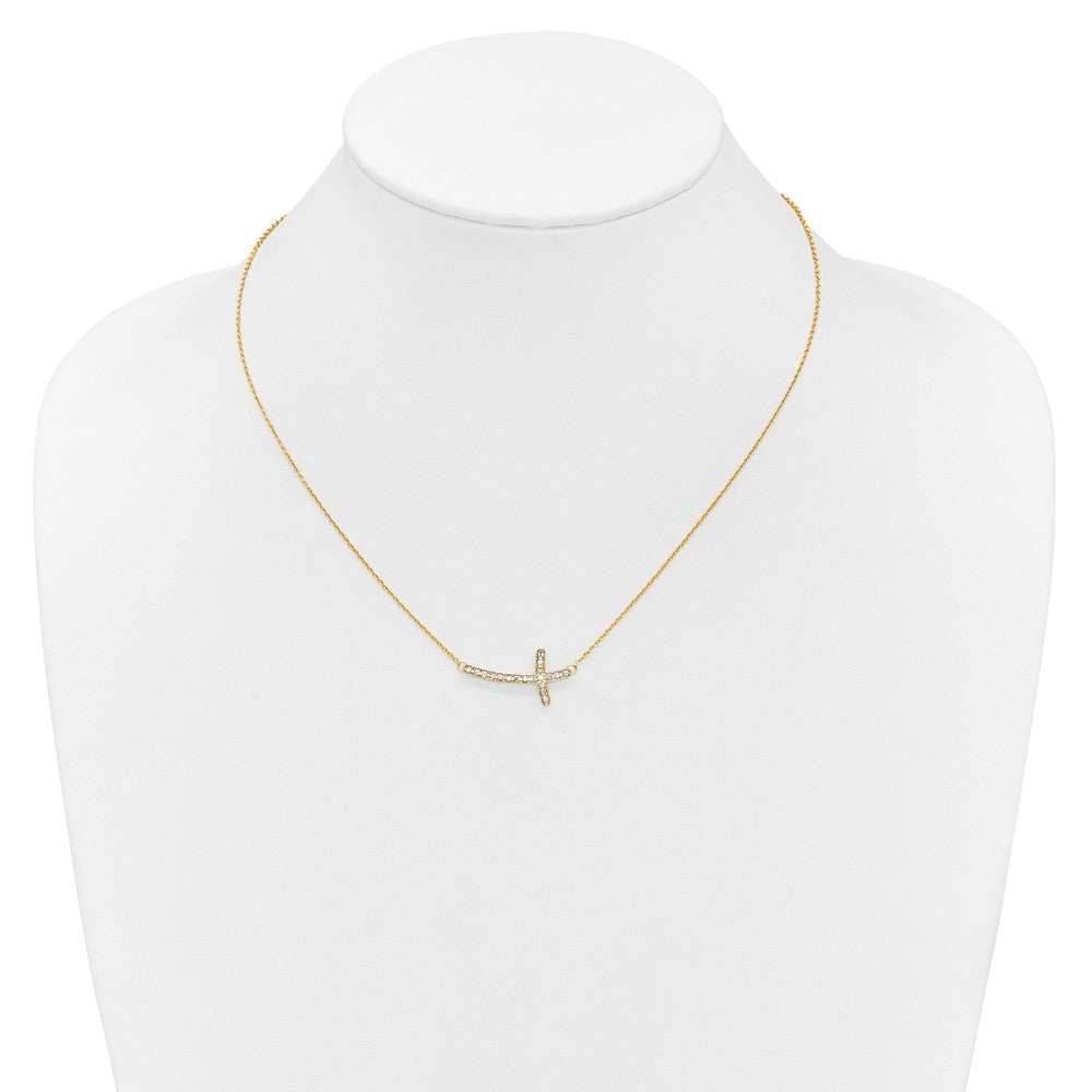 14k Diamond Sideways Cross 18in Necklace