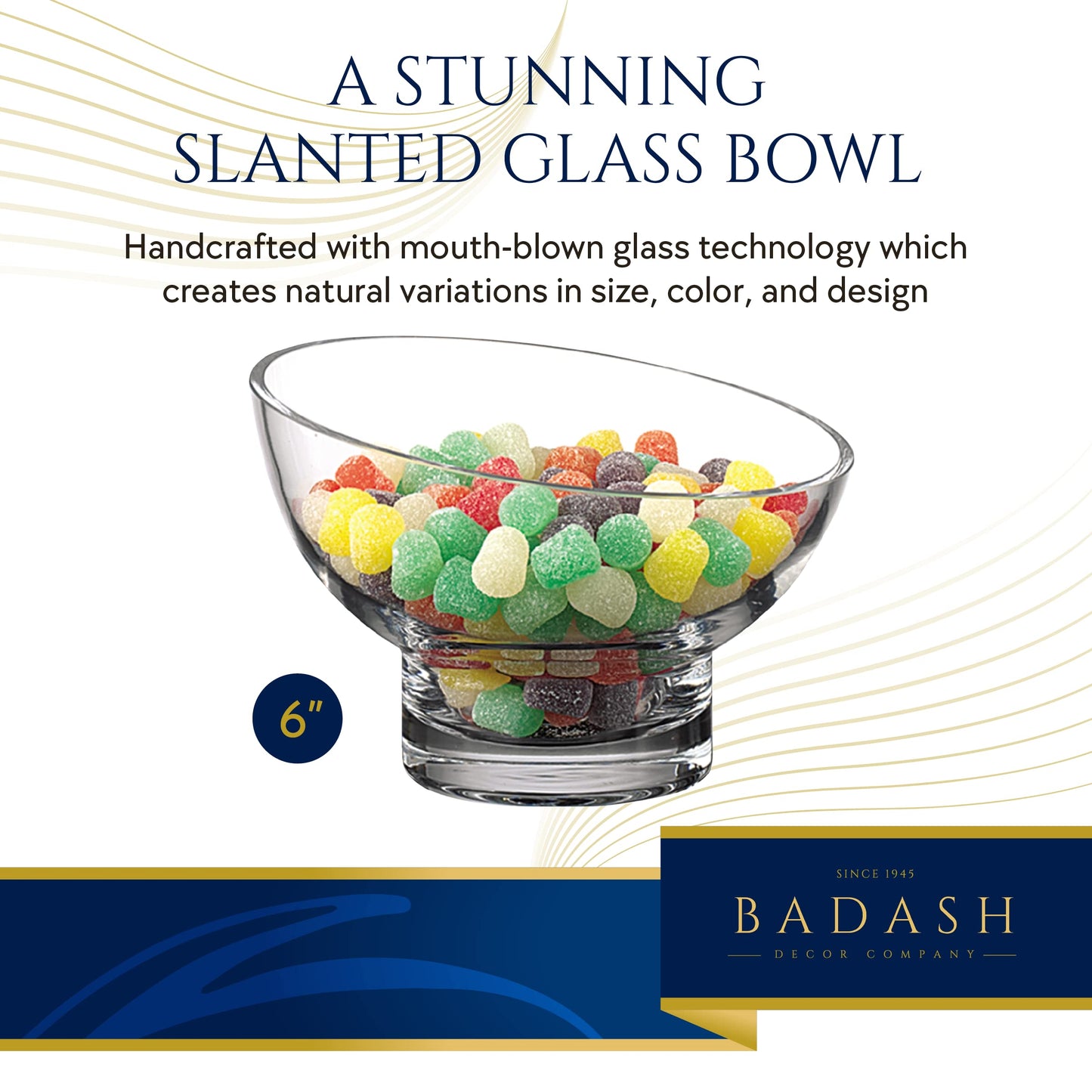 Badash Handcrafted Lead-free Crystal Kira Slant Bowl QGM19722