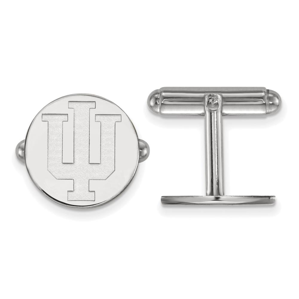 Sterling Silver Rhodium-plated LogoArt Indiana University I-U Cuff Links QSS012IU