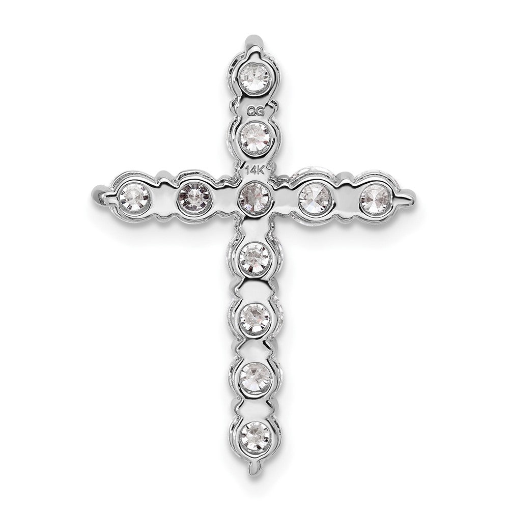 14k White Gold 1 1/2 carat Lab Grown Diamond VS/SI+ G+ Cross Chain Slide Pendant