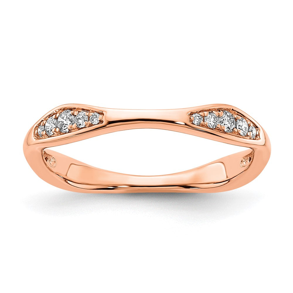 Two Hearts, RG Sterling Silver CZ Contoured Wedding Band