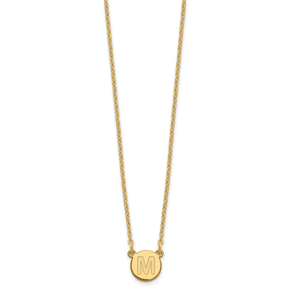 Sterling Silver Gold-plated Tiny Circle Block Letter M Initial Necklace