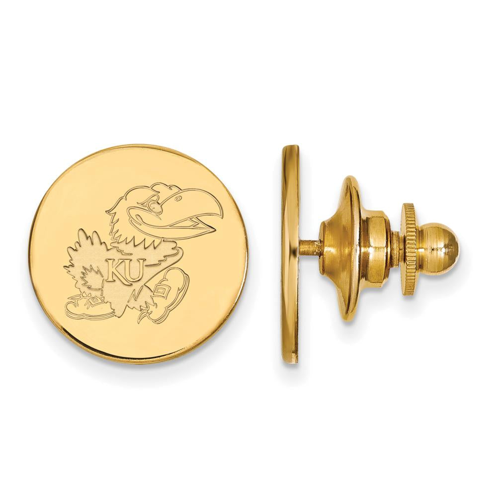 Sterling Silver Gold-plated LogoArt University of Kansas Jayhawk Lapel Pin QGP059UKS