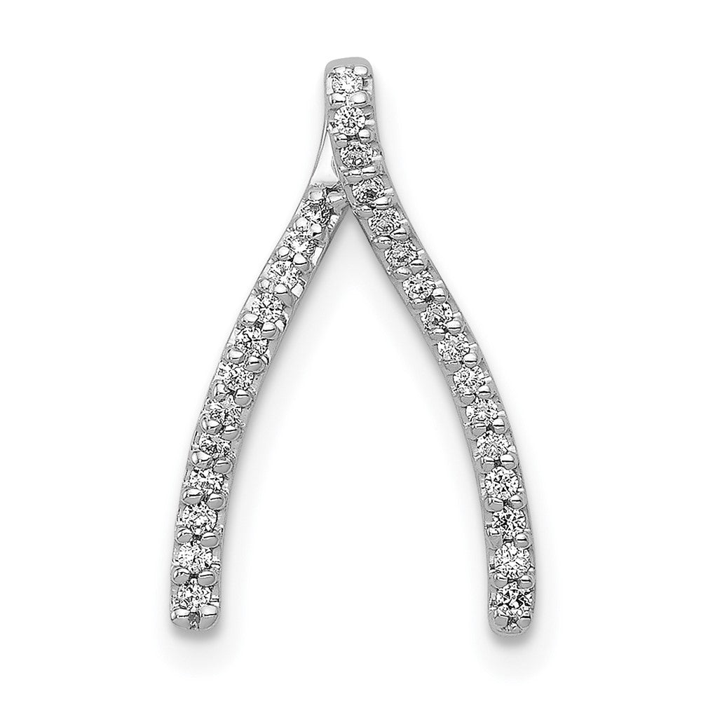 14k White Gold 1/8 carat Lab Grown Diamond VS/SI+ G+ Wishbone Chain Slide Pendant