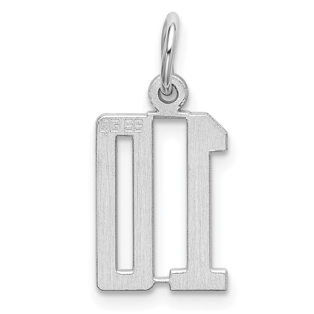 Sterling Silver/Rhodium-plated Elongated Number 10 Charm