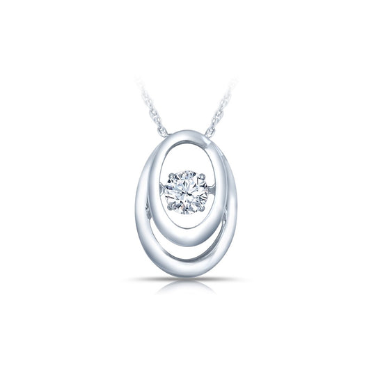 SS CZ Pendant 1=1/4 ctw W/chain