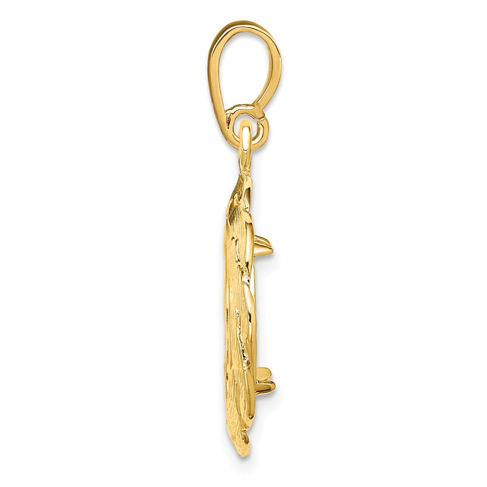 Wideband Distinguished Coin Jewelry 14k Polished and Textured Braided 13.0mm Prong Coin Bezel Pendant
