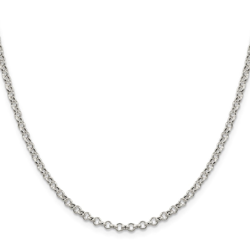 Sterling Silver 3mm Semi-solid Rolo Chain 18 Inches