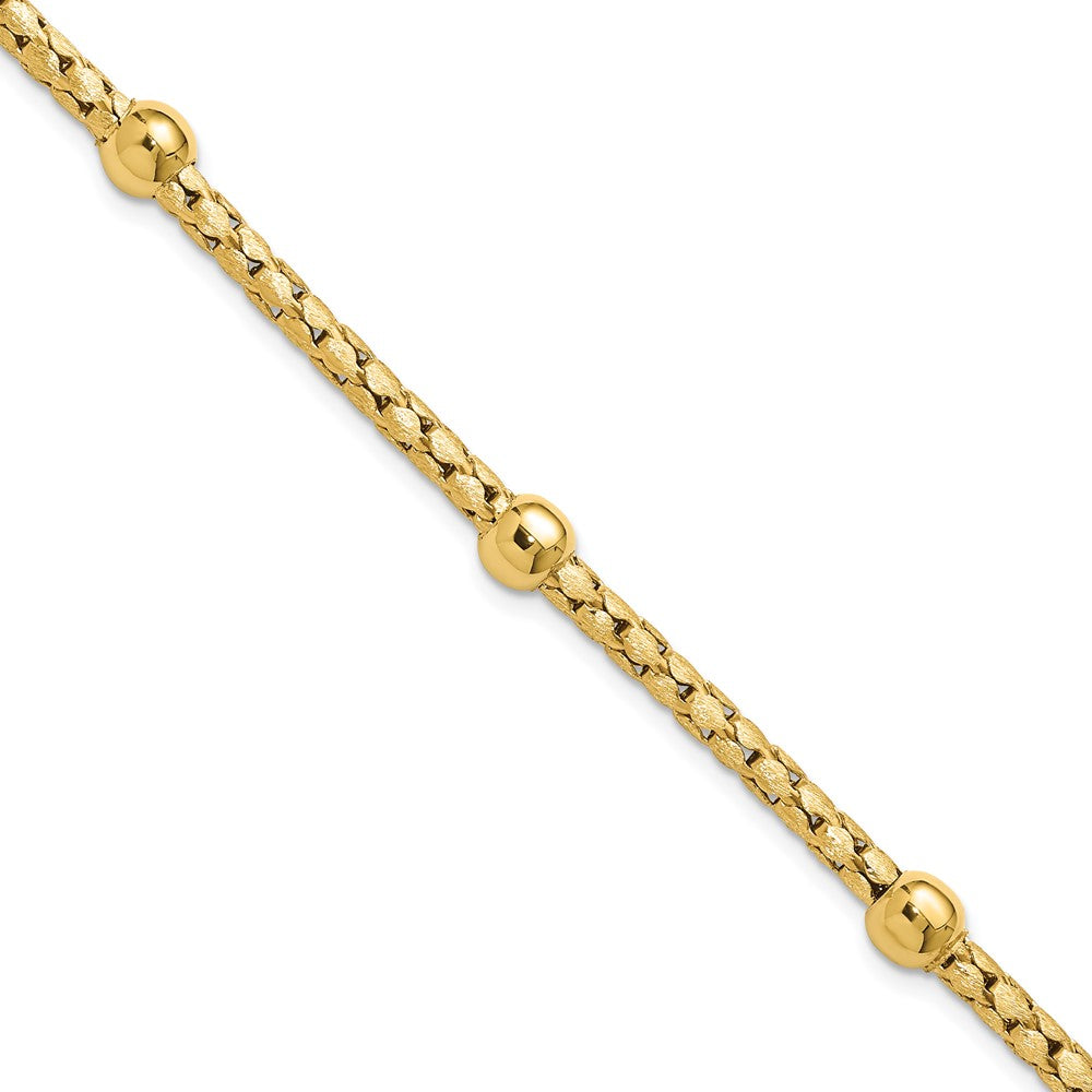14K Polished and Satin Braided Bracelet 7.5  inches
