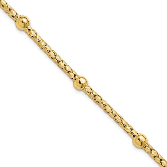14K Polished and Satin Braided Bracelet 7.5  inches