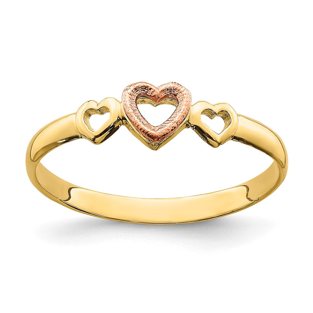 14k Rose and Yellow Gold Hearts Ring Size 6