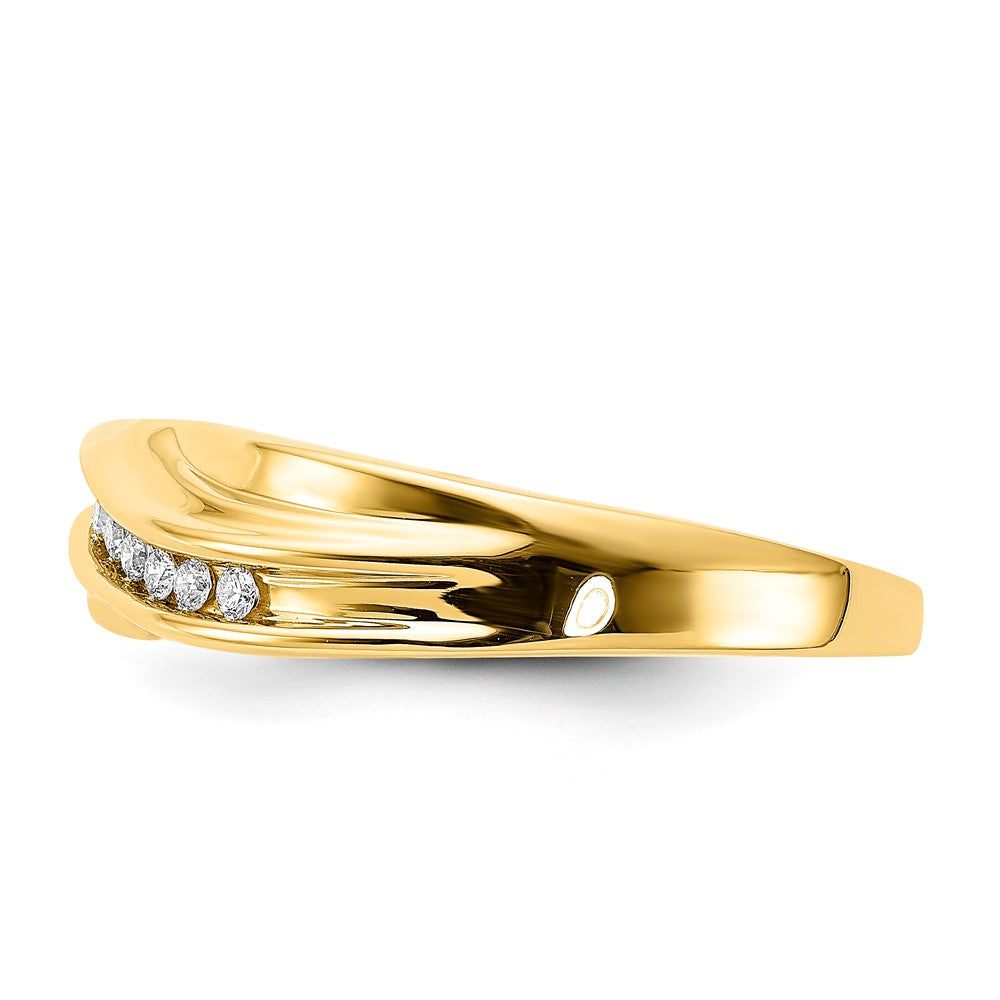 10k Yellow Gold Polished Curved Diamond Men's Ring