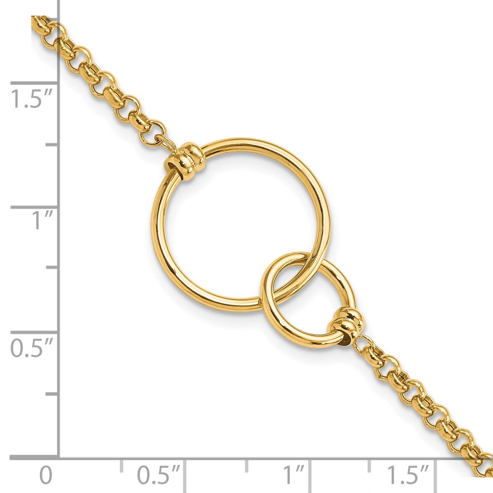 10k Polished interlocking Circles Link Bracelet 7.5  inches