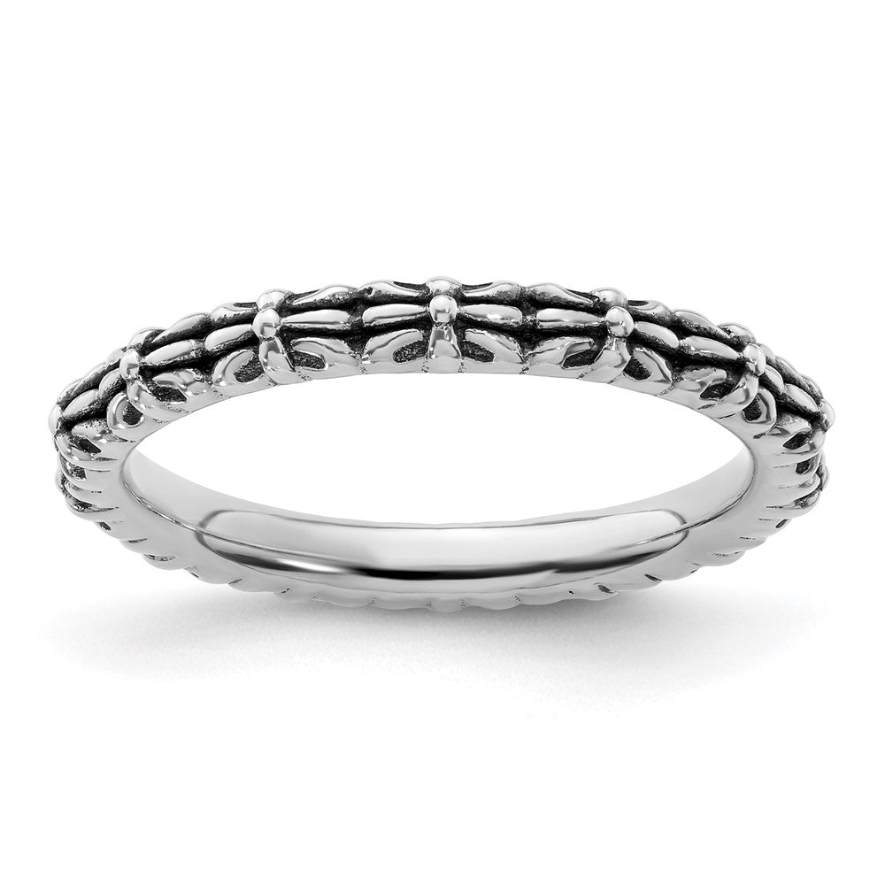 Sterling Silver Stackable Expressions Antiqued Ring Size -5