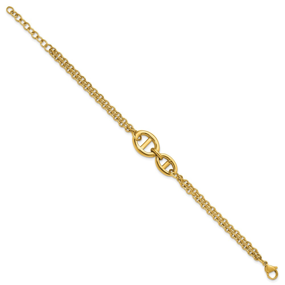 Chisel Stainless Steel Polished Yellow IP-plated Two-Strand 7 inch Plus a 1.25 inch Extension Bracelet 8.25 inches