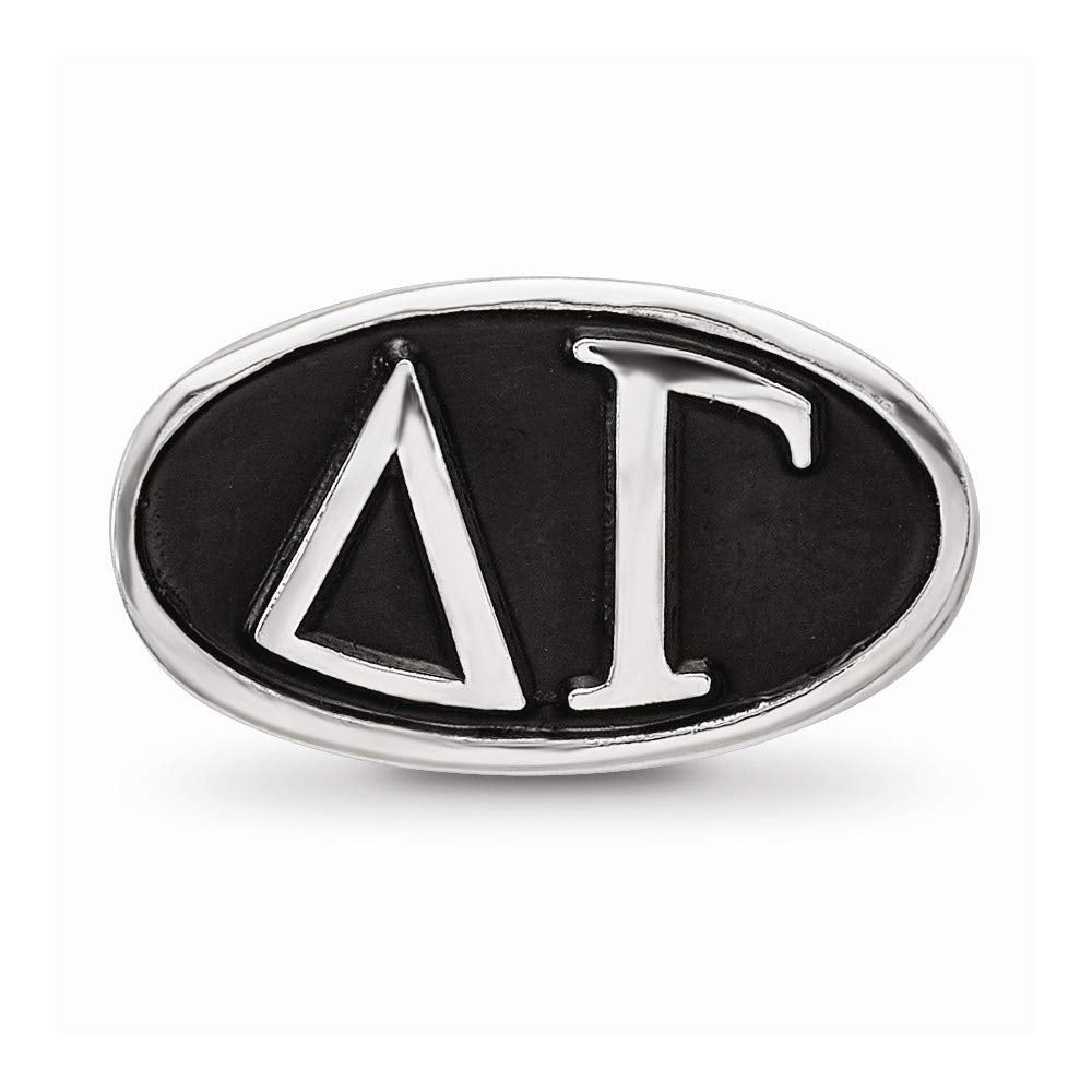 Sterling Silver LogoArt Delta Gama Sorority Greek Letters Enameled Oval Bead