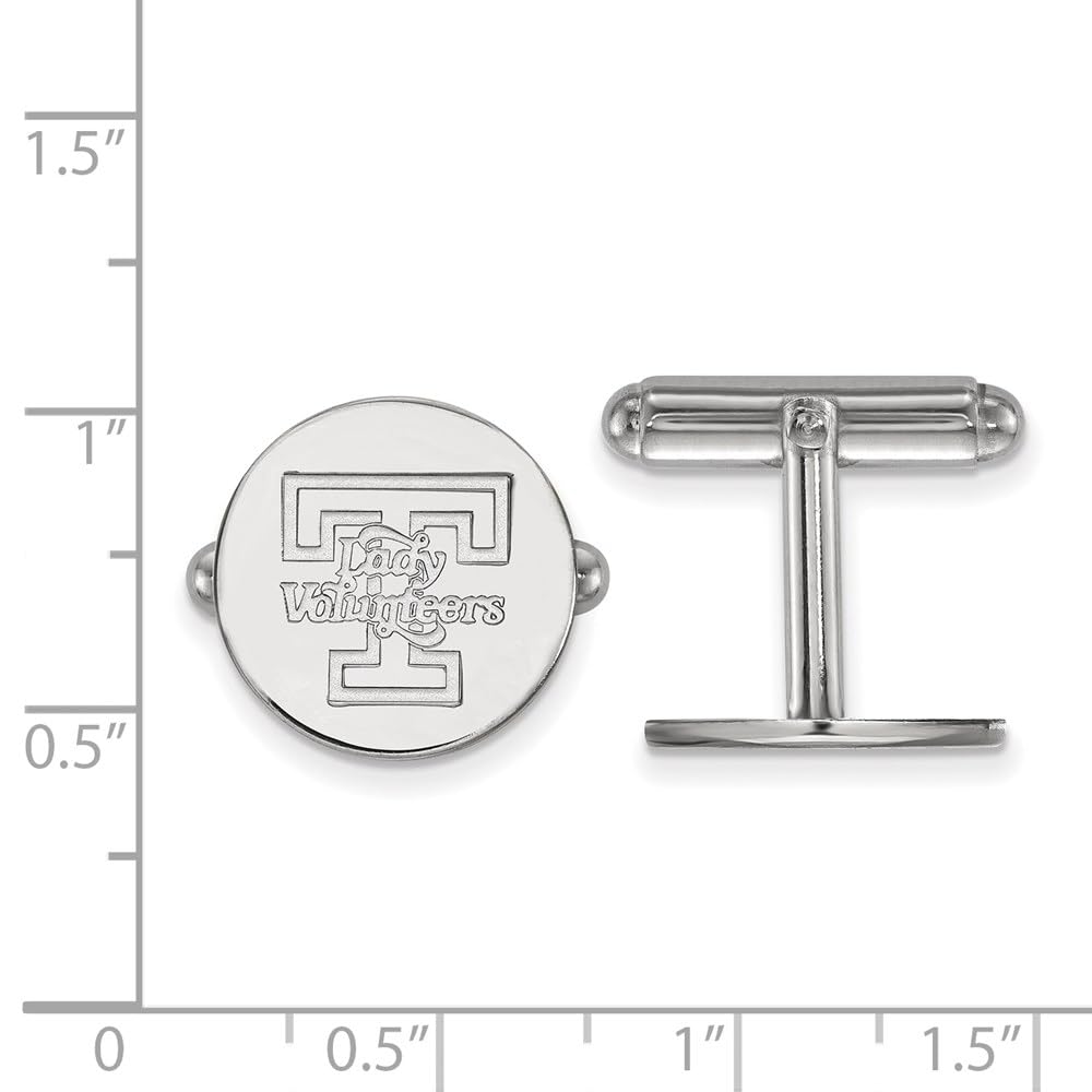 Sterling Silver Rhodium-plated LogoArt University of Tennessee Lady Volunteers Cuff Links Q-SS052UTN