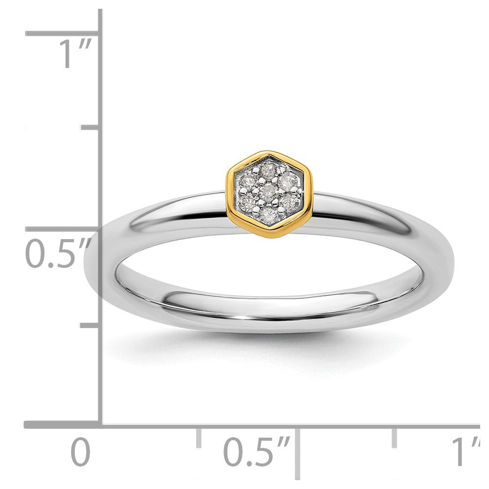 Sterling Silver Stackable Expressions Gold-Plated Diamond Ring Size -6
