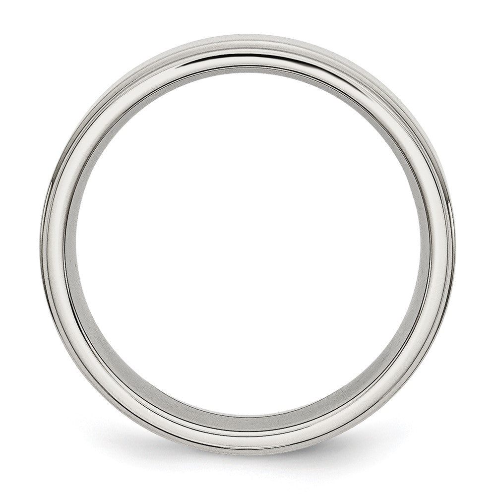 Stainless Steel Polished 6mm Ridged Edge Band Size - 10