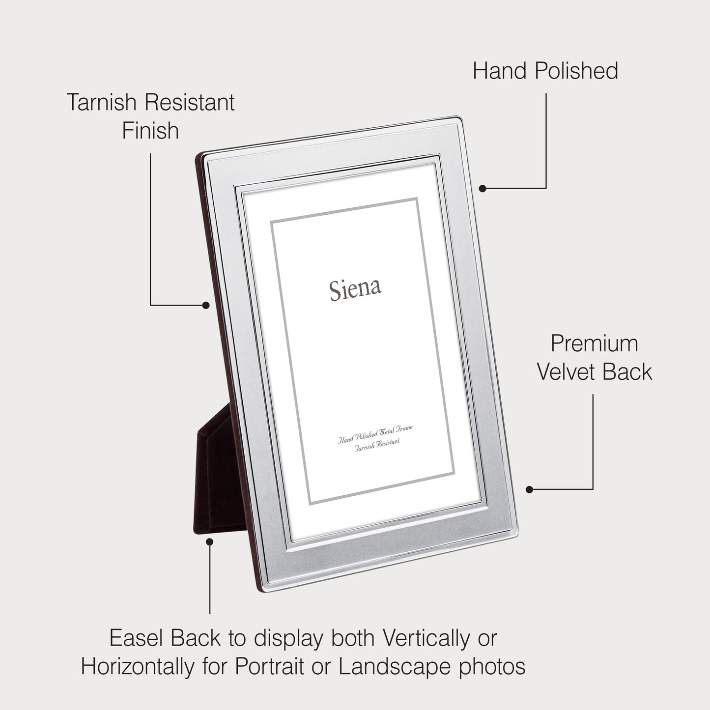 Siena Dbl Border Plain Frame Silver 4x6 Dbl