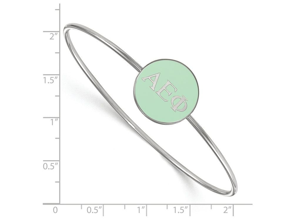 Sterling Silver Official Licensed Greek Sororities Alpha Epsilon Phi Enameled Slip-on Bangle