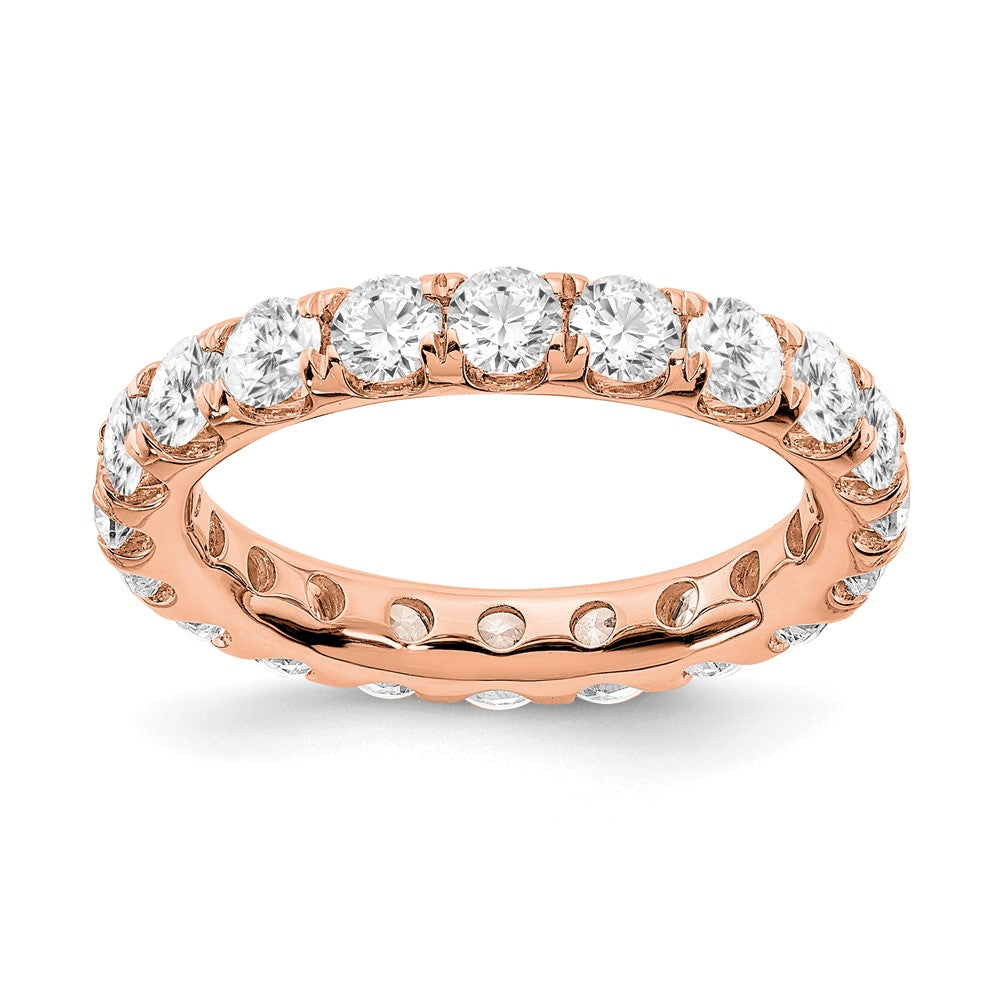 14k Rose Gold 3 carat Lab Grown Diamond VS/SI+ G+ Size 6 Shared Prong Eternity Band