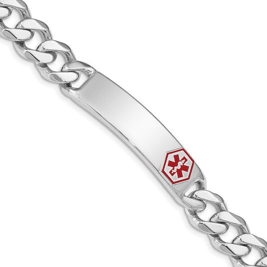 Sterling Silver Rhodium-plated Medical ID Curb Link Bracelet 8 inches