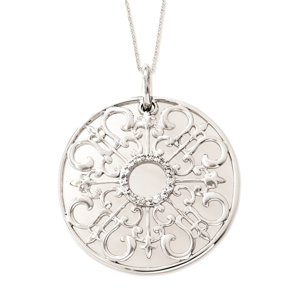 Sterling Silver CZ & Simulated Cat's Eye Be A Blessing Circle Necklace