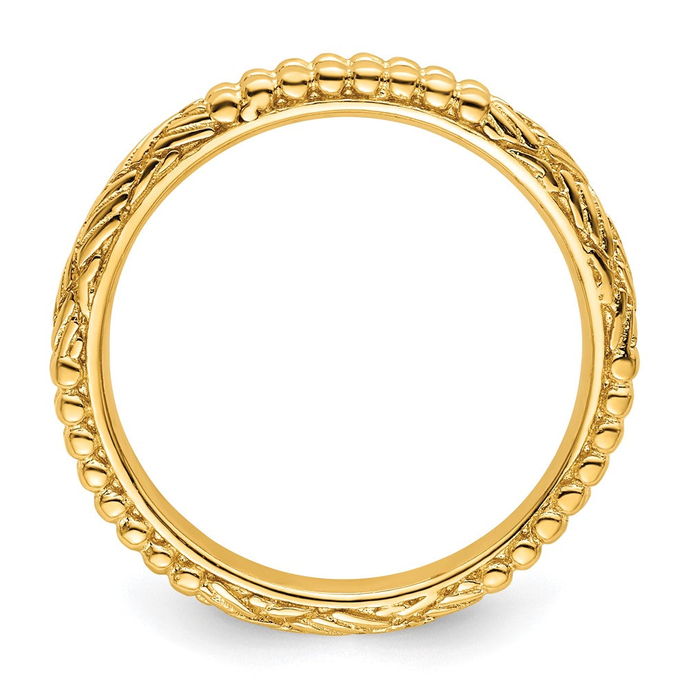 Sterling Silver Stackable Expressions Gold-plated Patterned Ring Size -7