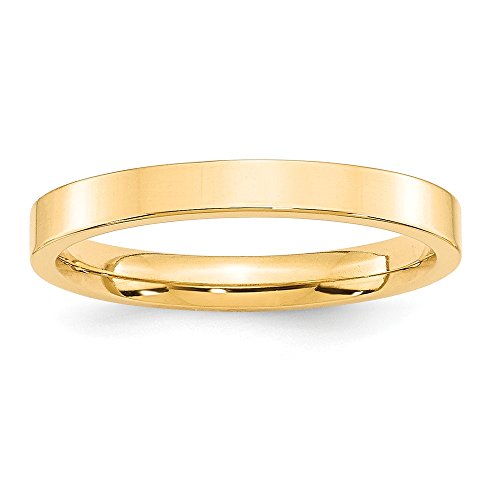 14k Yellow Gold 3mm Standard Weight Flat Comfort Fit Wedding Band Size 8.5