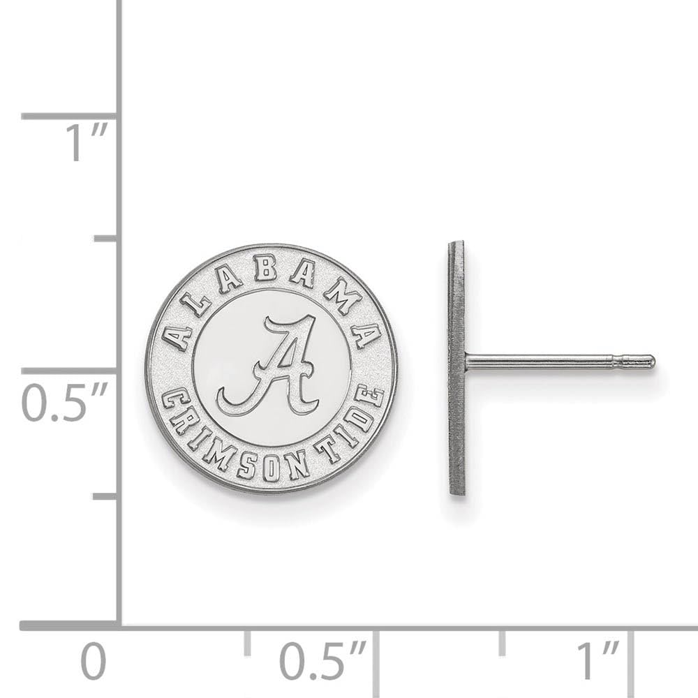 Sterling Silver Rhodium-plated LogoArt University of Alabama Crimson Tide Small Post Earrings Q-SS050UAL