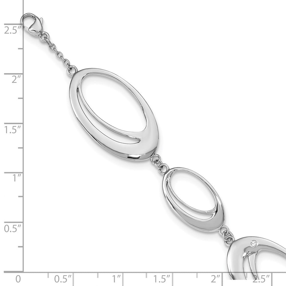 White Ice Sterling Silver Rhodium-plated Diamond 7 Inch Fancy Ovals Bracelet 7 inches