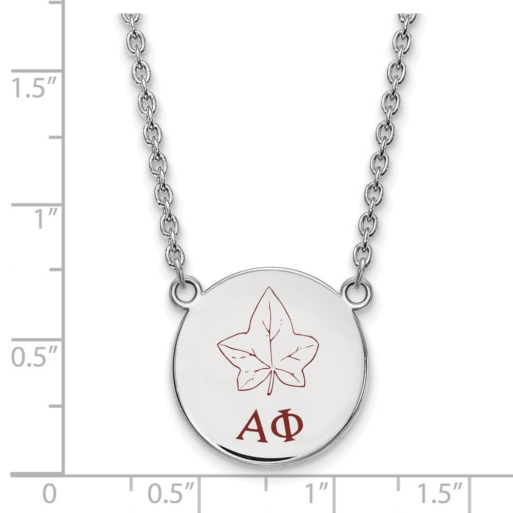 Sterling Silver 18in Official Licensed Greek Sororities Alpha Phi (??) Small Enamel Pendant w/Necklace