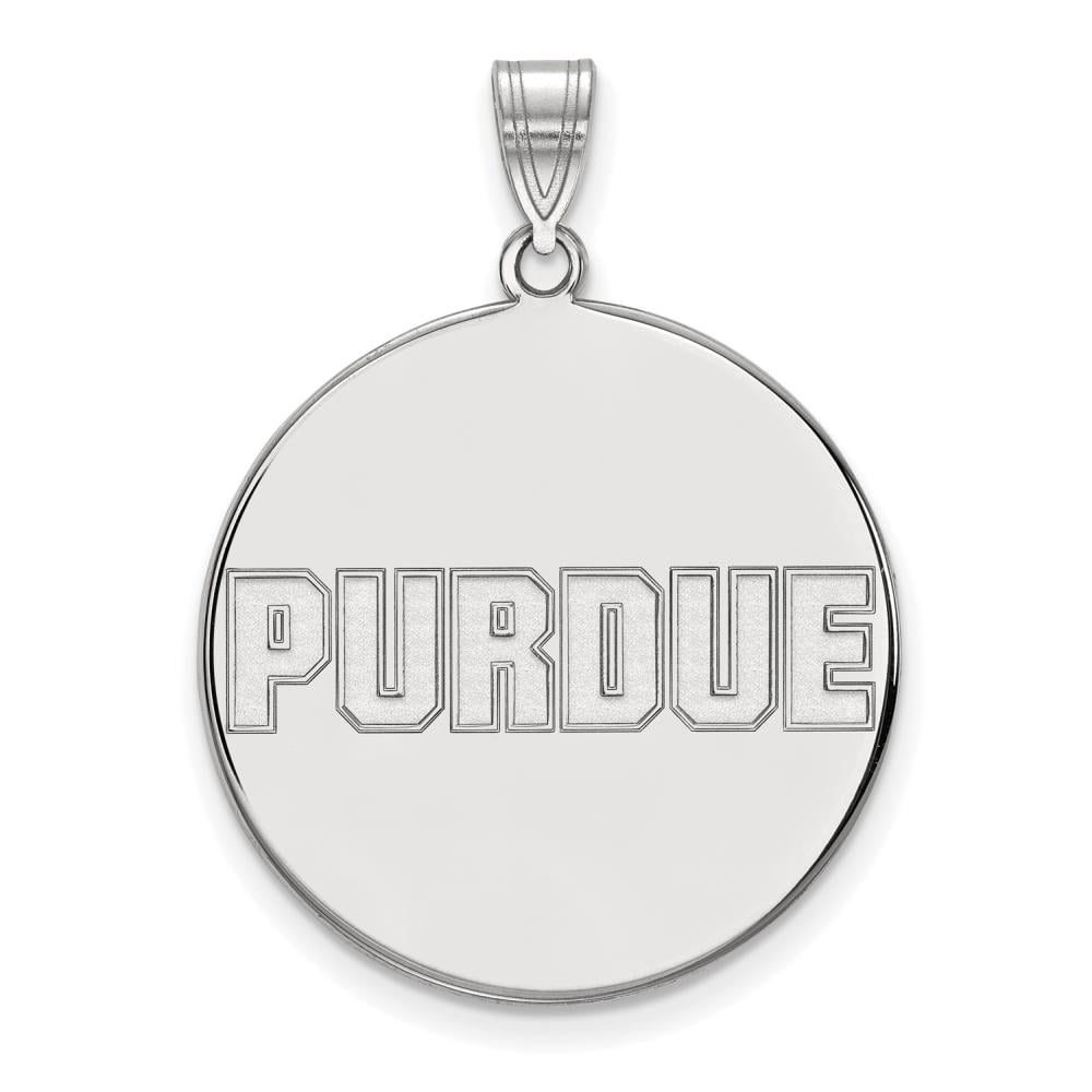 Sterling Silver Rhodium-plated LogoArt Purdue University Block Type Extra Large Disc Pendant Q-SS078PU