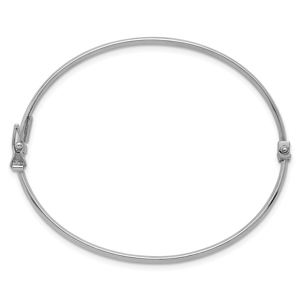 Sterling Silver Rhodium-plated Polished 3.00mm Hinged Bangle