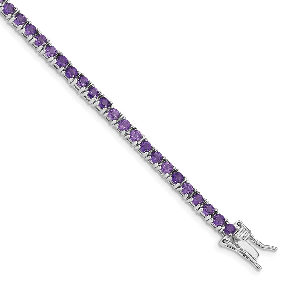 Sterling Silver Rhodium-plated Amethyst Bracelet 7 inches