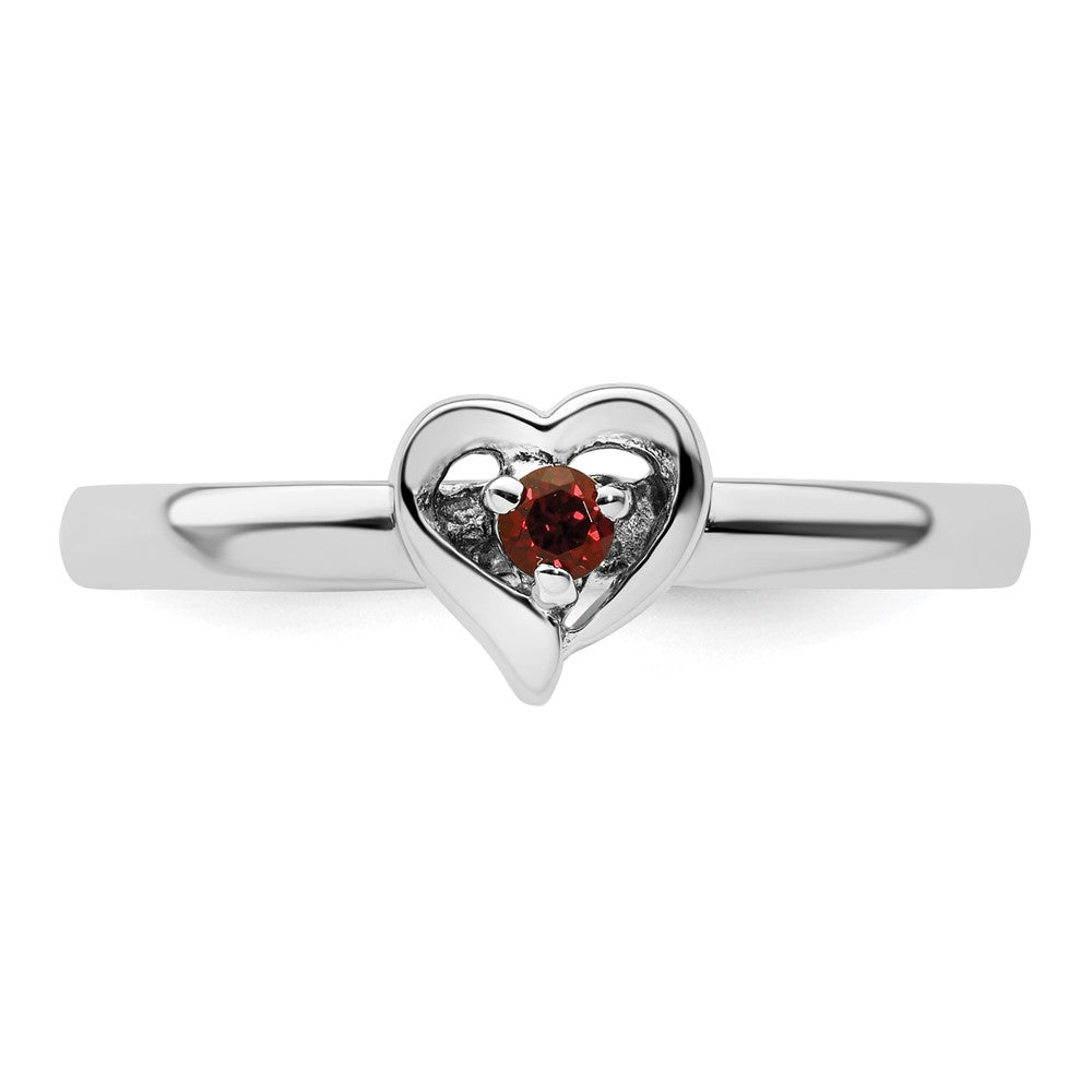 Sterling Silver Stackable Expressions Garnet Heart Ring Size -9
