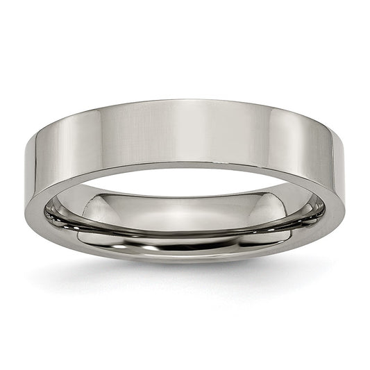 Titanium Polished 5mm Flat Band Size - 8