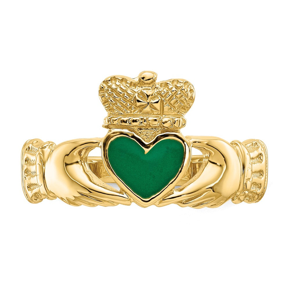 14k Enamel Claddagh Ring Size 7