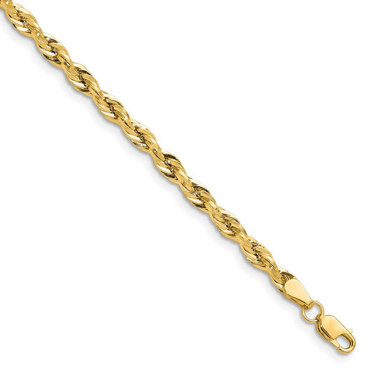 14ky 3.5mm Semi-Solid Rope Chain 8  inches