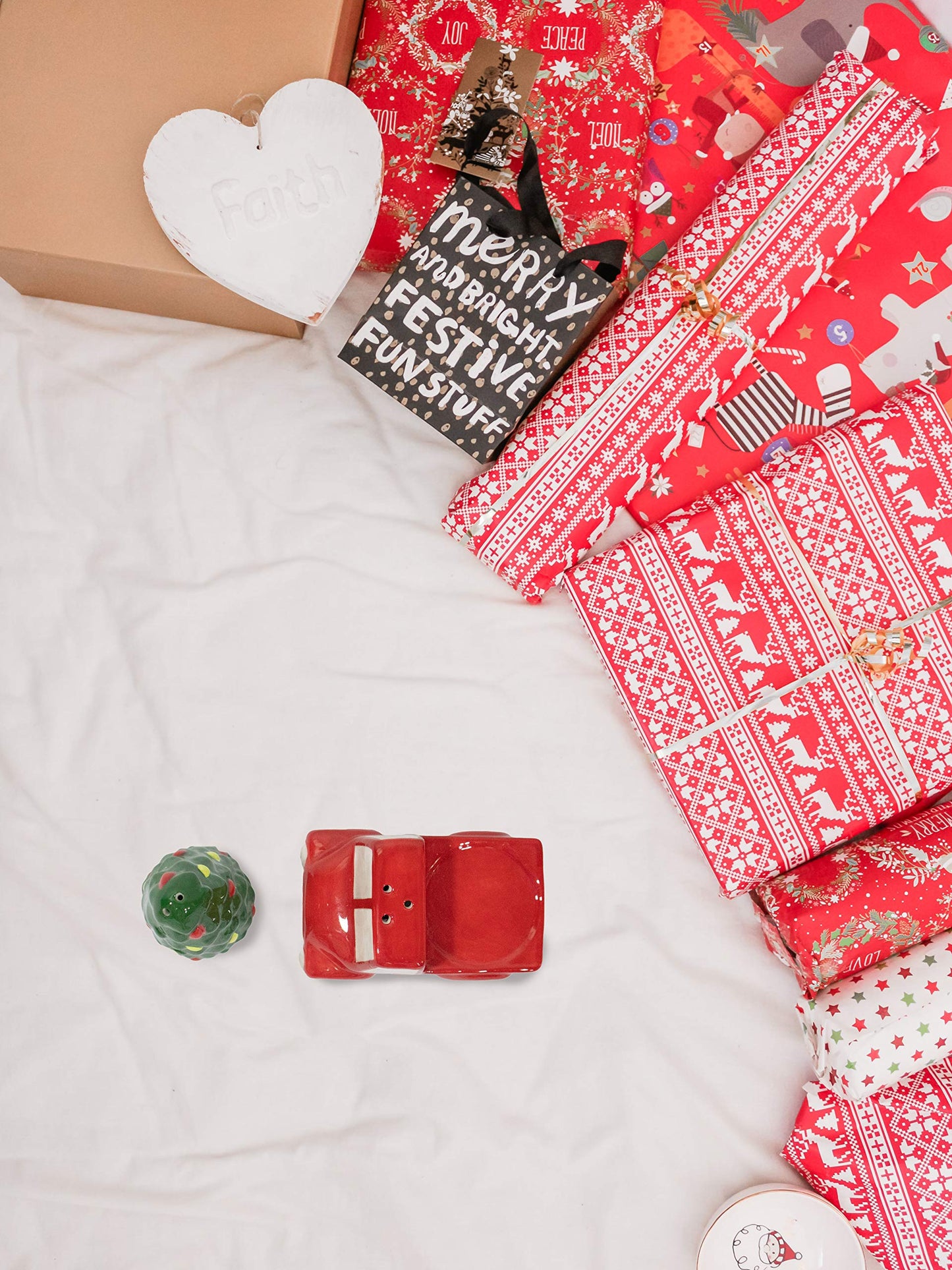 Christmas Special Edition! Ceramic Salt & Pepper Shaker Set (Red Truck & Tree)