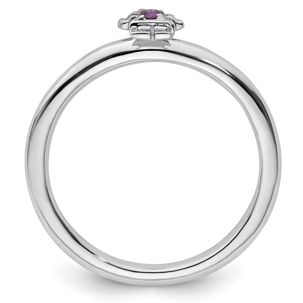 Sterling Silver Stackable Expressions Rhodium Amethyst Girl Ring