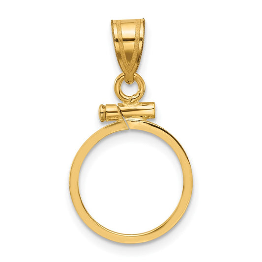 Wideband Distinguished Coin Jewelry 14k Polished 13.0mm x 1.1mm Screw Top Coin Bezel Pendant