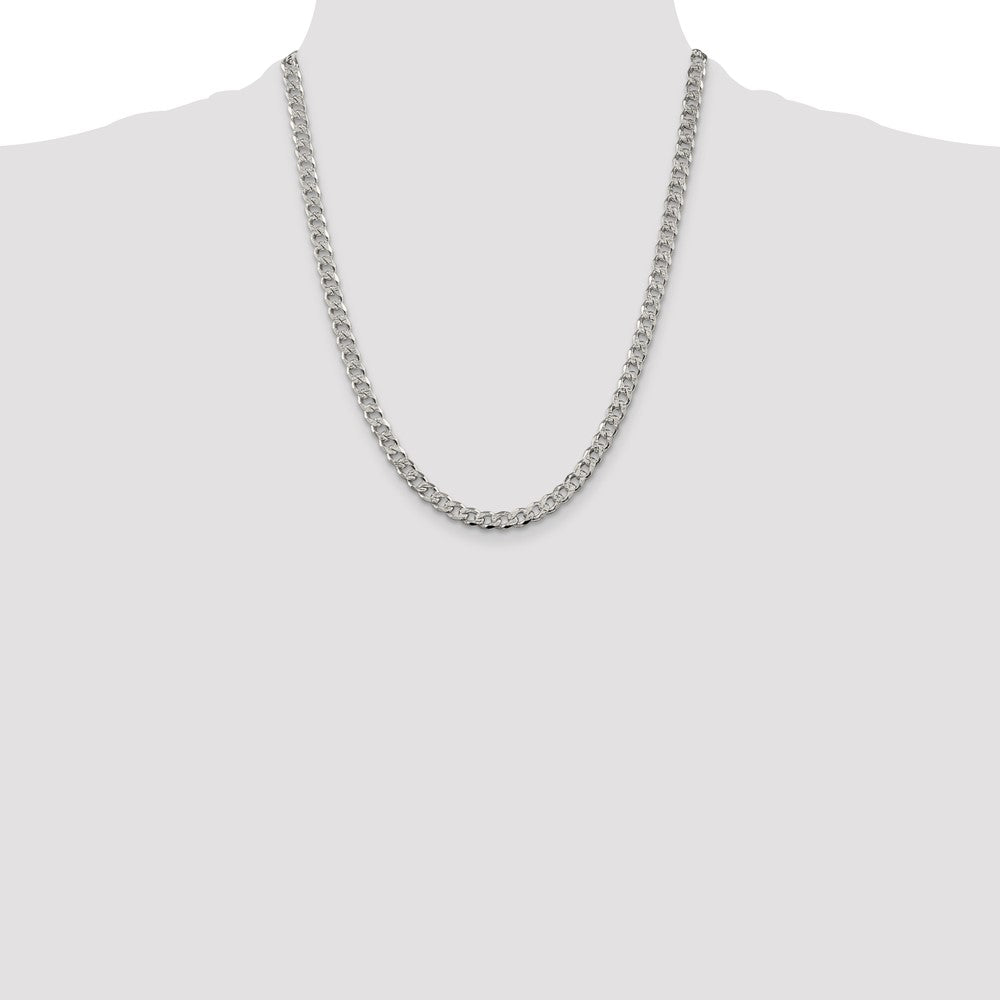 Sterling Silver 5.5mm Pav‚ Curb Chain 22 Inches