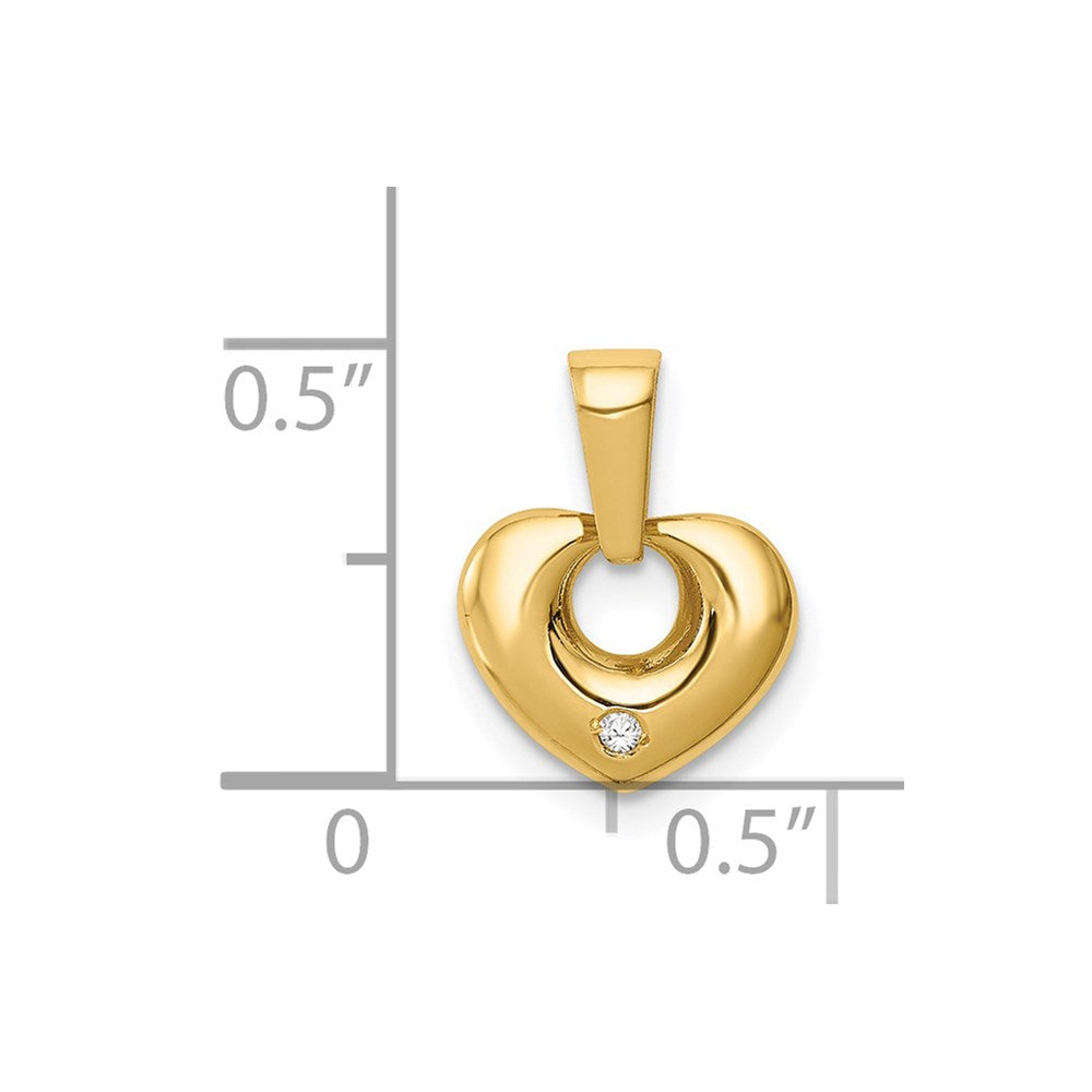 14k CZ Heart Pendant