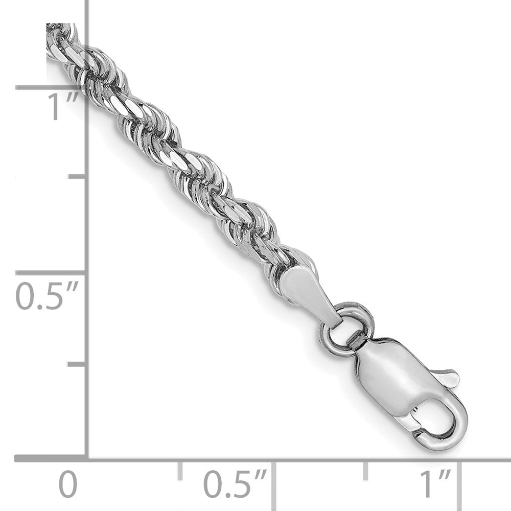 14K White Gold 3mm Diamond- cut Rope Chain 7  inches